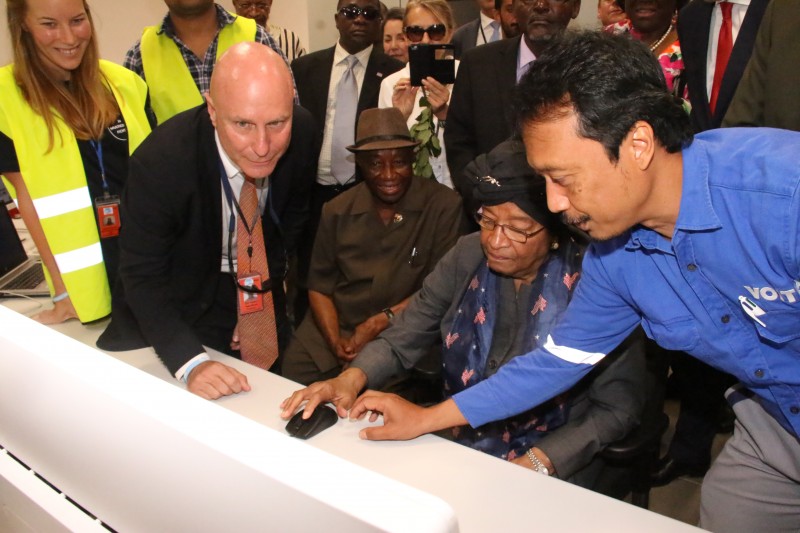 President Sirleaf performs epoch-making hydro turning on ceremony